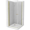 Mexen Pretoria Duo cabină de duș cu uși batante 70 x 70 cm, transparentă, aurie + bazin Flat - 852-070-070-50-02-4010G