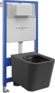Mexen set WC încastrat cadru Felix Slim cu vas de toaletă  Teo, Negru mat - 6103385XX85