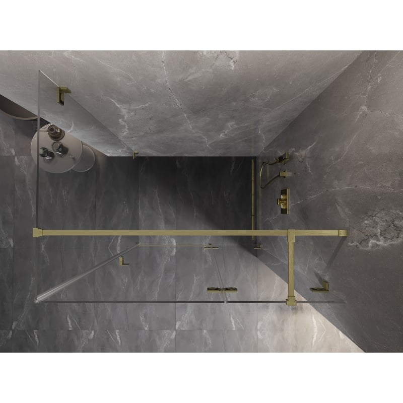 Mexen Lunar T cabina de duș batantă dreaptă 70 x 120 cm, transparentă, auriu periat - 834T-070-120-55-00-P