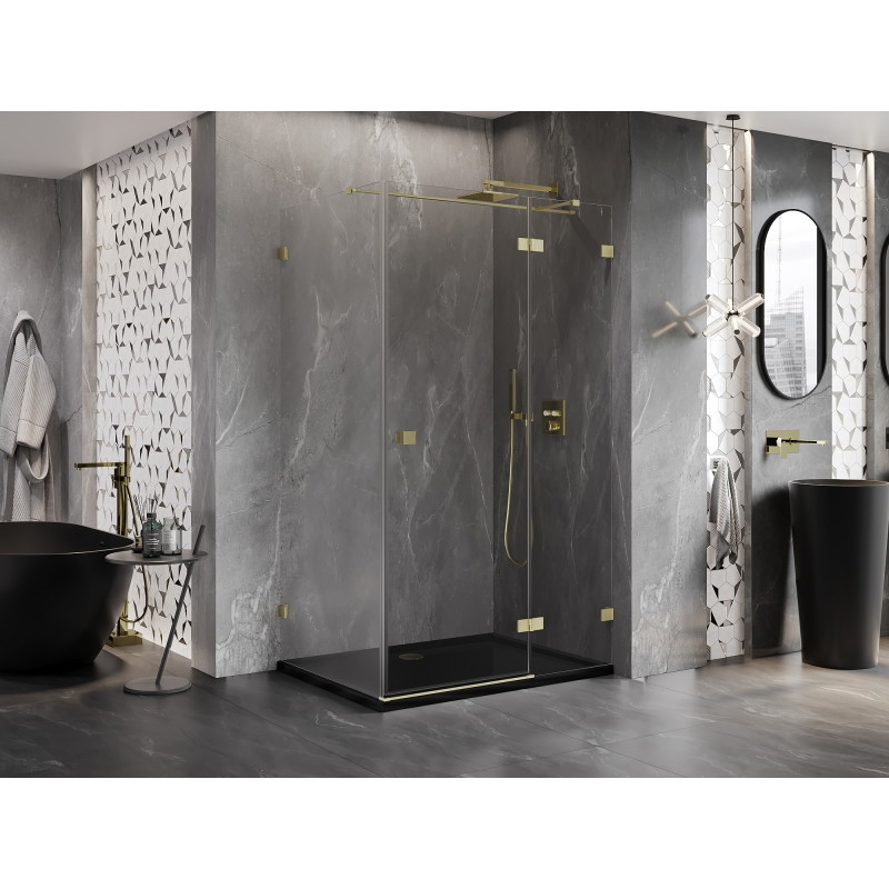 Mexen Lunar T cabina de duș pliabilă dreaptă 75 x 80 cm, transparentă, auriu periat - 834T-075-080-55-00-P