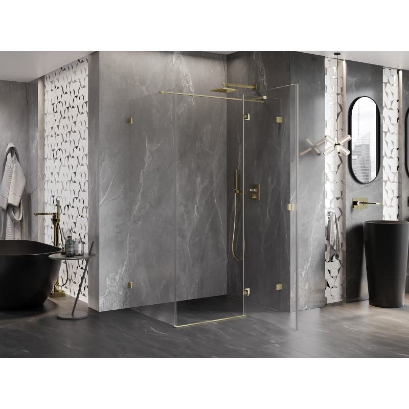 Mexen Lunar T cabina de duș pliabilă dreaptă 75 x 80 cm, transparentă, auriu periat - 834T-075-080-55-00-P