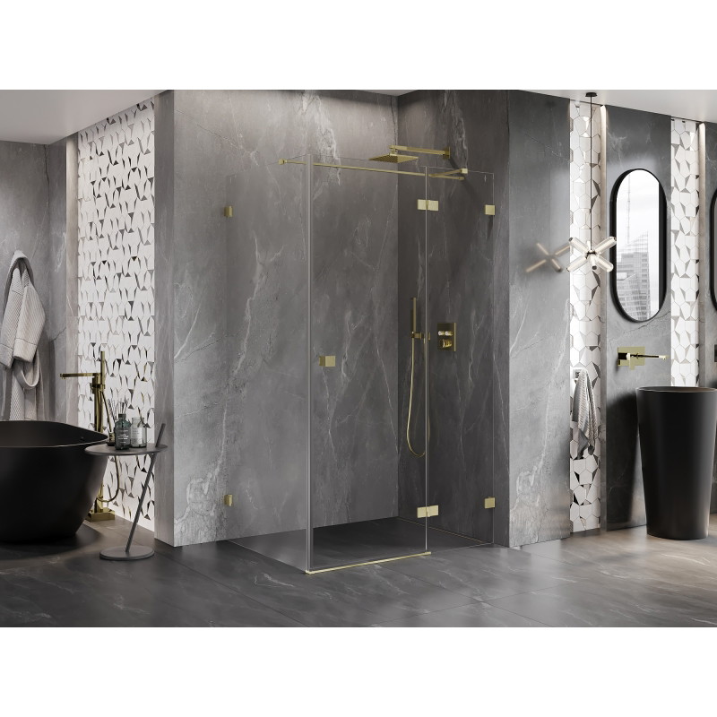 Mexen Lunar T cabina de duș pliabilă dreaptă 75 x 80 cm, transparentă, auriu periat - 834T-075-080-55-00-P