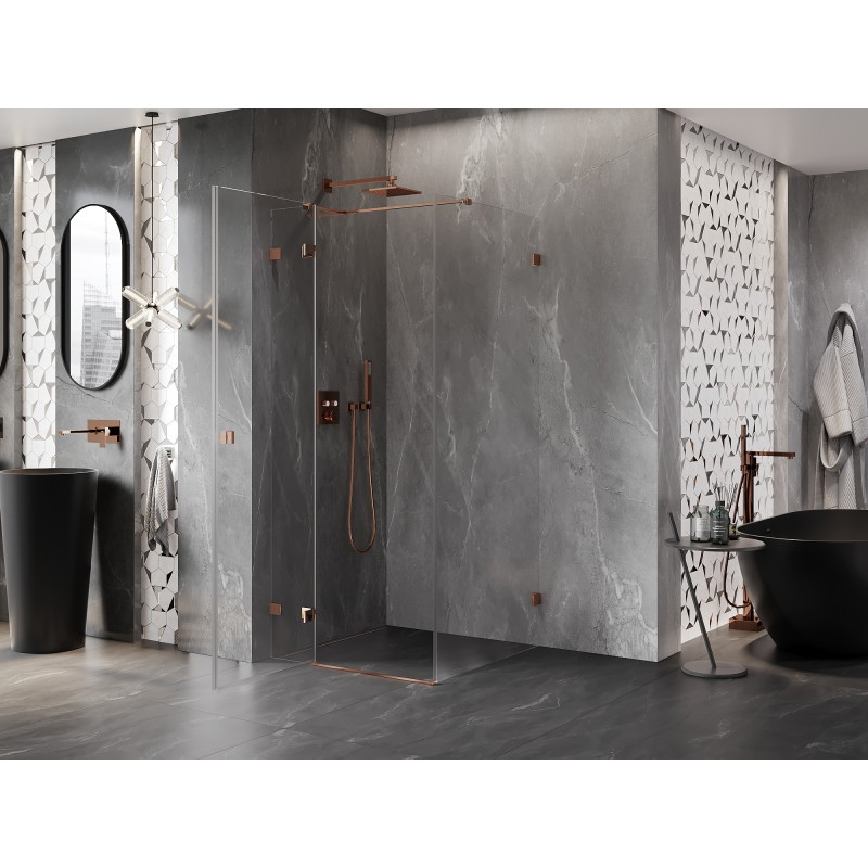 Mexen Lunar T cabina de duș stânga batantă 90 x 90 cm, transparent, aur roz - 834T-090-090-60-00-L