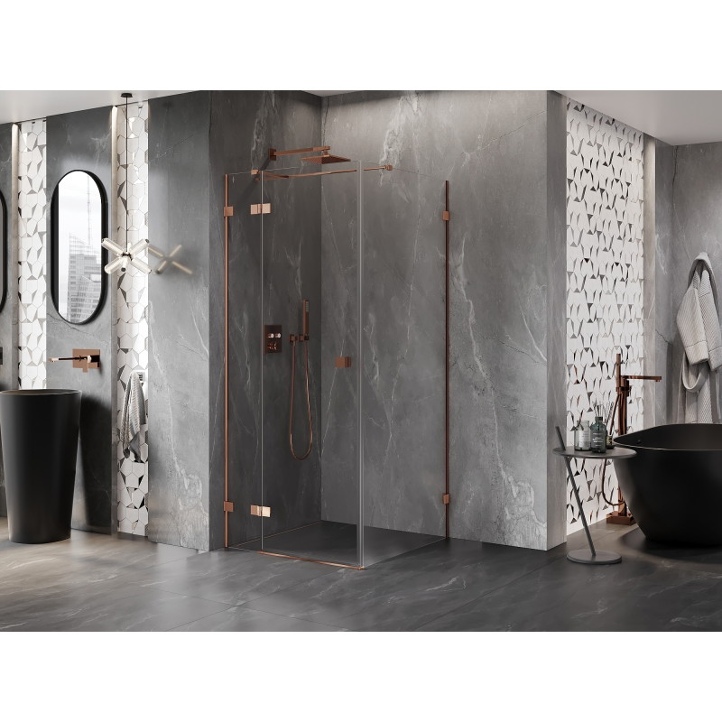 Mexen Lunar T cabina de duș stânga batantă 90 x 90 cm, transparent, aur roz - 834T-090-090-60-00-L