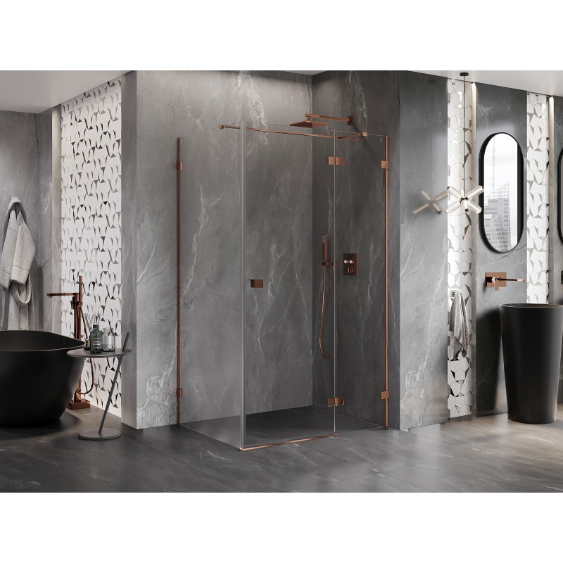 Mexen Lunar T cabina de duș cu deschidere dreapta 75 x 90 cm, transparentă, aur roz - 834T-075-090-60-00-P