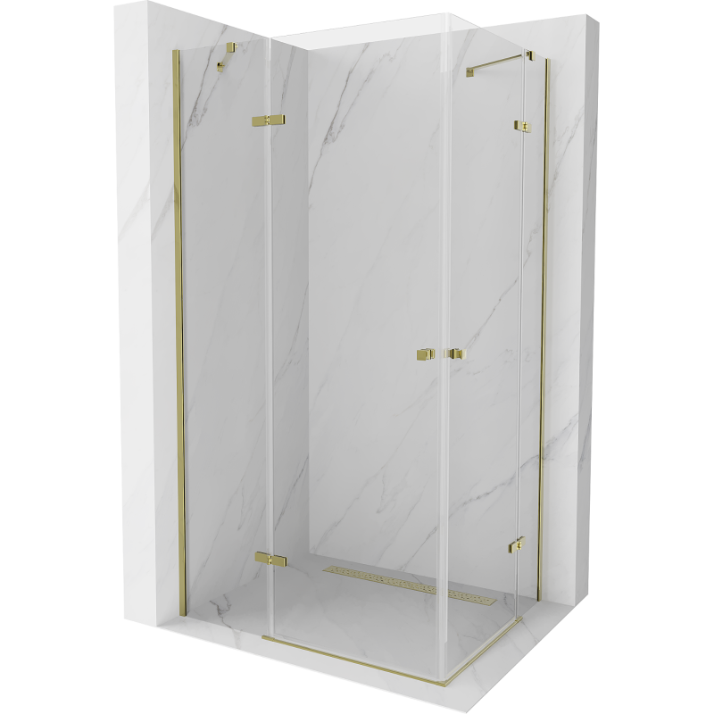 Mexen Roma Cabină de duș pivotantă Duo 90 x 80 cm, transparentă, aurie - 854-090-080-50-00-02