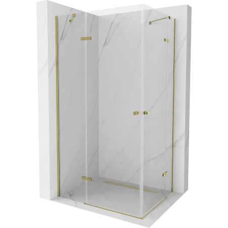 Mexen Roma Duo cabină de duș cu balamale 90 x 80 cm, transparent, Aurie - 854-090-080-50-00-02