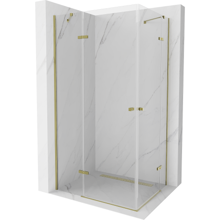 Mexen Roma Duo cabină de duș pivotantă 100 x 90 cm, transparentă, aurie - 854-100-090-50-00-02