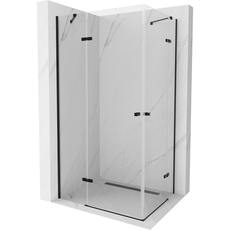 Mexen Roma Duo cabină de duș cu balamale 80 x 70 cm, transparent, Neagră - 854-080-070-70-00-02