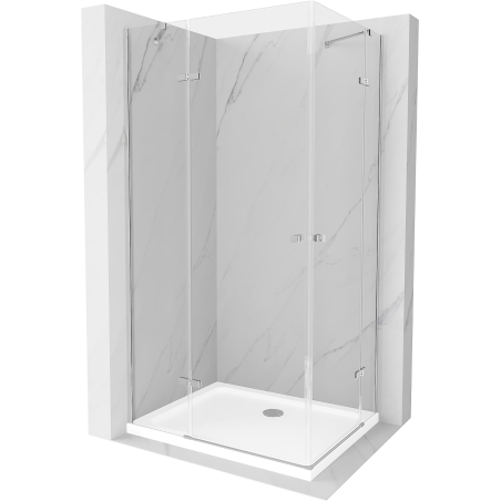 Mexen Roma Duo cabină de duș cu balamale 80 x 70 cm, transparent, Crom + cadă de duș Flat - 854-080-070-01-02-4010