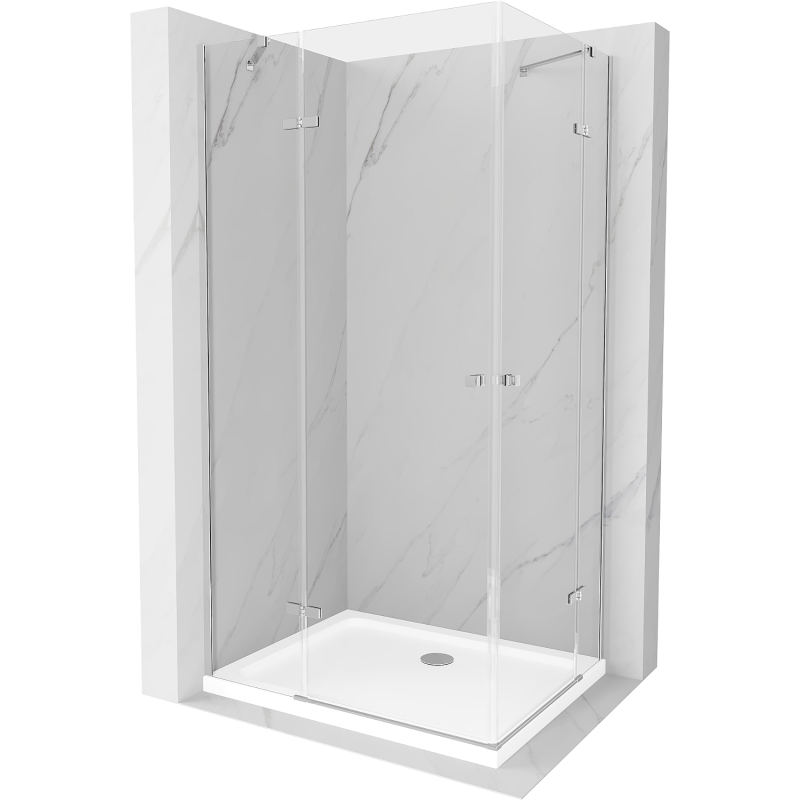 Mexen Roma Duo cabină de duș batantă 90 x 80 cm, transparent, crom + cadă Flat - 854-090-080-01-02-4010
