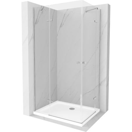 Mexen Roma Duo cabină de duș batantă 90 x 80 cm, transparent, crom + cadă Flat - 854-090-080-01-02-4010