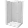 Mexen Roma Duo cabină de duș batantă 90 x 80 cm, transparent, crom + cadă Flat - 854-090-080-01-02-4010