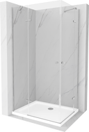 Mexen Roma Duo cabină de duș cu ușă batantă 100 x 90 cm, transparent, crom + cadă de duș Flat - 854-100-090-01-02-4010