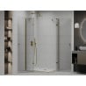Mexen Roma Duo cabină de duș cu ușă batantă 90 x 80 cm, transparent, auriu + cădiță Flat - 854-090-080-50-02-4010G