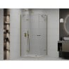 Mexen Roma Duo cabină de duș cu ușă batantă 90 x 80 cm, transparent, auriu + cădiță Flat - 854-090-080-50-02-4010G