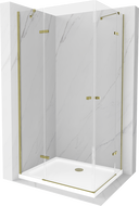 Mexen Roma Duo cabină de duș cu balamale 90 x 80 cm, transparent, Aurie + cadă de duș Flat - 854-090-080-50-02-4010G