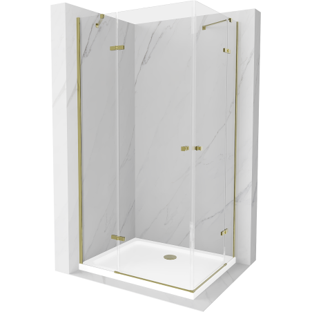 Mexen Roma Duo cabină de duș cu uși batante 100 x 90 cm, transparent, aurie + cadă plată - 854-100-090-50-02-4010G