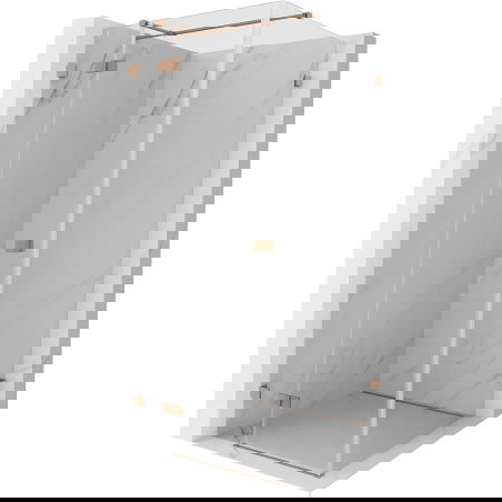 Mexen Lunar T függőlegesen nyíló zuhanykabin bal 80 x 80 cm, átlátszó, csiszolt réz - 834T-080-080-65-00-L