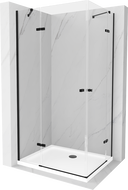 Mexen Roma Duo cabină de duș cu balamale 100 x 90 cm, transparent, Neagră + cadă de duș Flat - 854-100-090-70-02-4010B