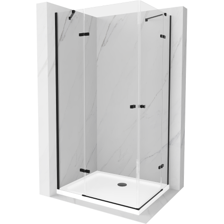 Mexen Roma Duo cabină de duș cu ușă batantă 90 x 80 cm, transparent, negru + cadă de duș Flat - 854-090-080-70-02-4010B