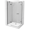 Mexen Roma Duo cabină de duș cu ușă batantă 90 x 80 cm, transparent, negru + cadă de duș Flat - 854-090-080-70-02-4010B
