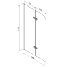 Mexen Felix paravan cadă 2-aripi80 x 140 cm, Grafit, Crom - 890-080-002-01-40