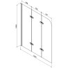 Mexen Cube cada dreptunghiulară 170 x 80 cm cu carcasă și paravan cu 3 panouri 120 cm, transparent, crom