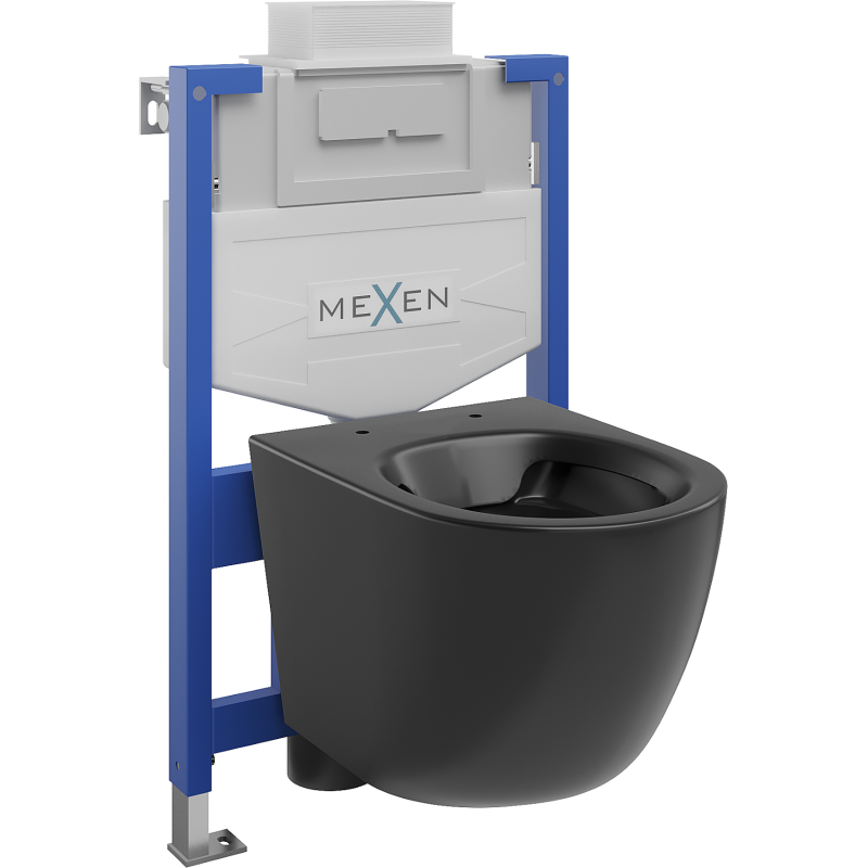 Mexen Fenix XS-U beépített WC-keret Lena WC csészével, matt fekete - 6853322XX85