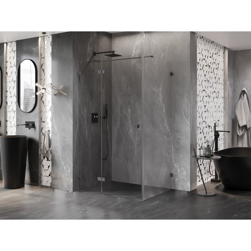 Mexen Lunar T 80 x 100 cm-es balra nyíló zuhanykabin, átlátszó, szálcsiszolt gun szürke - 834T-080-100-66-00-L