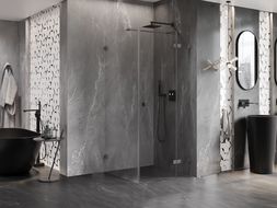 Mexen Lunar T cabina de duș cu ușă batantă dreaptă 90 x 90 cm, transparent, gri armă periat - 834T-090-090-66-00-P