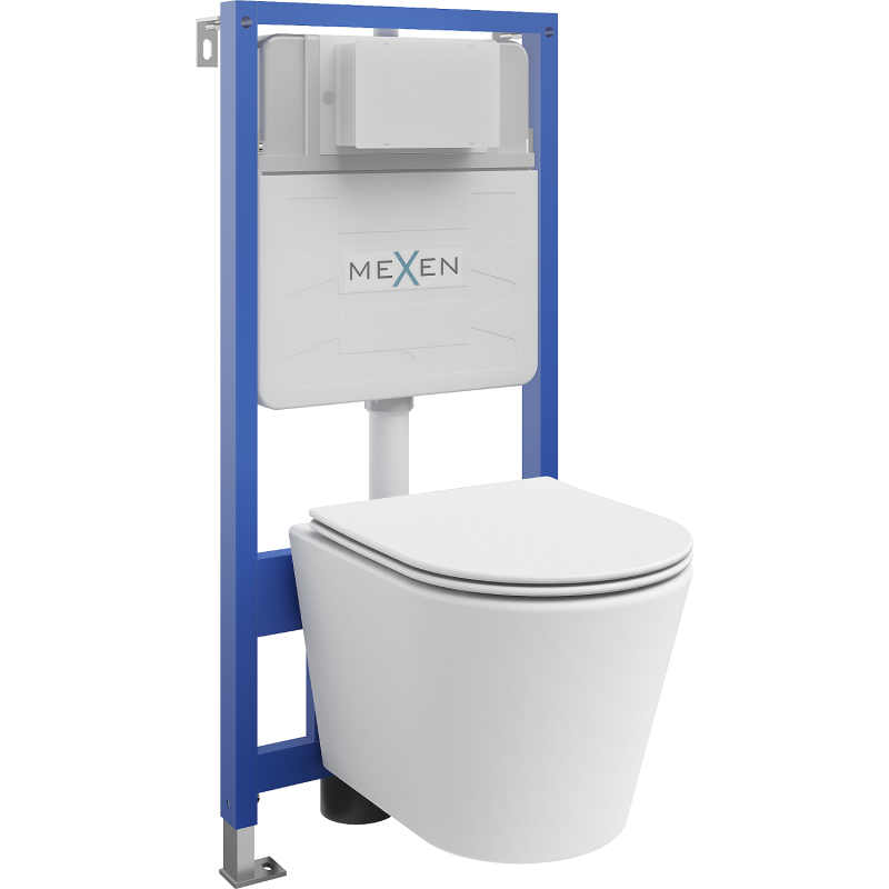 Mexen Rico set incastrat WC cadru Fenix Slim cu vas WC și capac cu închidere lentă, alb mat - 61030724001