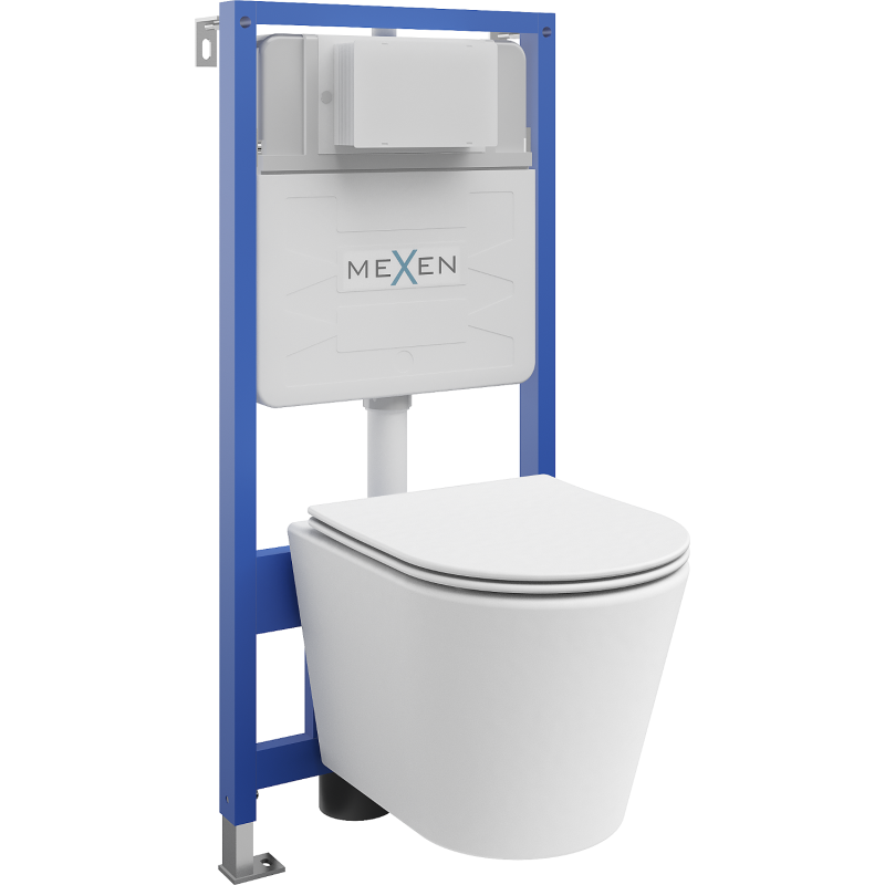 Mexen set WC încastrat cadru Felix Slim cu vas de toaletă  Rico și capac de toaletă cu închidere lentă, Albă mat - 61030724001