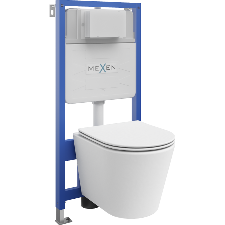 Mexen set WC încastrat cadru Felix Slim cu vas de toaletă  Rico și capac de toaletă cu închidere lentă, Albă mat - 61030724001