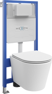 Mexen Rico WC falba alatti szett Fenix Slim kerettel, WC csésze és lassan záródó ülőke, matt fehér - 61030724001