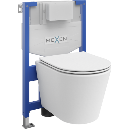 Mexen beépíthető Felix XS-F WC váz WC csészével Rico és leeresztő automatikás ülőkével, Fehér mat - 68030724001