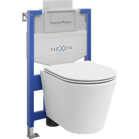 Mexen Rico WC falsík alatti szett Fenix XS-U szerkezettel, WC csésze és lassan csukódó ülőke, matt fehér - 68530724001