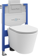 Mexen Rico WC falsík alatti szett Fenix XS-U szerkezettel, WC csésze és lassan csukódó ülőke, matt fehér - 68530724001