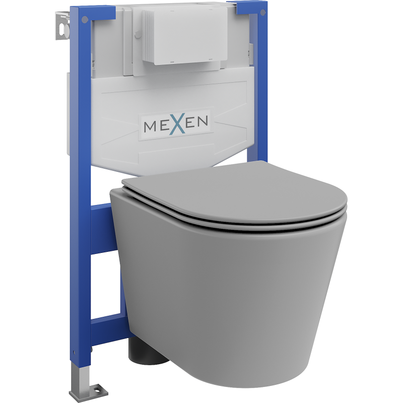 Mexen beépíthető Felix XS-F WC váz WC csészével Rico és leeresztő automatikás ülőkével, Világosszürke matt - 68030724061