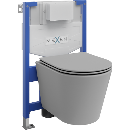 Set încastrat Mexen WC cadru Fenix XS-F cu vas WC Rico și capac cu închidere lentă, gri deschis mat - 68030724061
