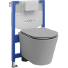 Set WC încastrat Mexen cadru Fenix XS-F cu vas WC Rico și capac cu cădere lentă, gri mat deschis - 68030724061