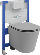 Mexen Rico Fenix XS-F beépíthető WC keret készlet WC csészével és lassan záródó ülőkével, világos szürke matt