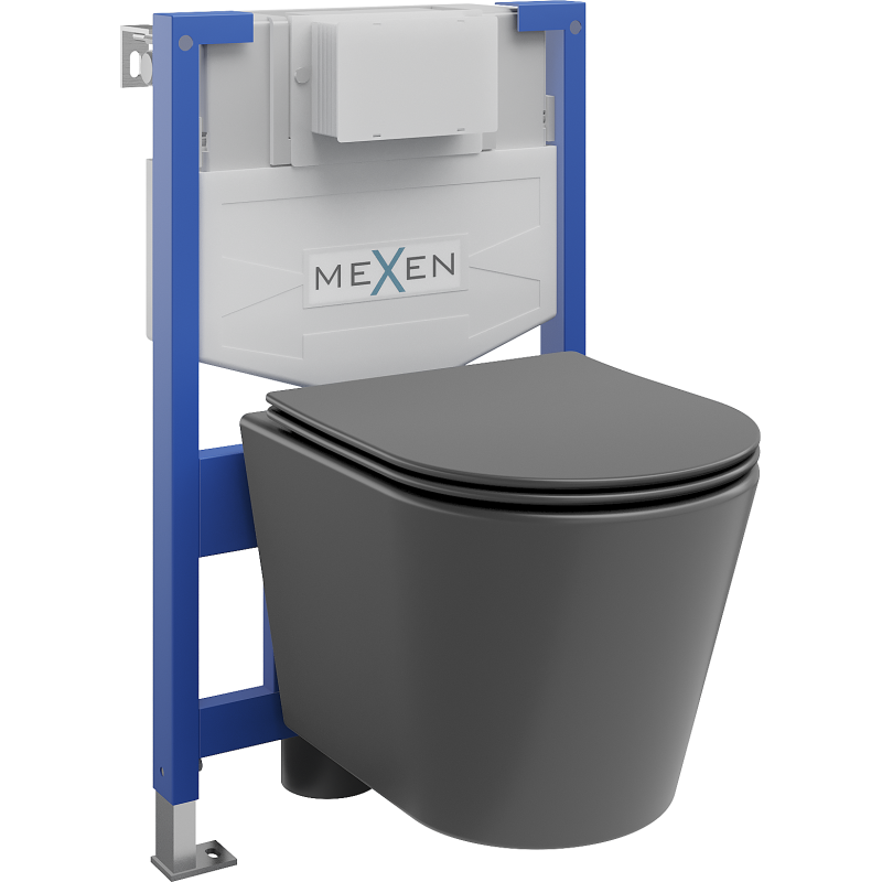 Mexen set WC încastrat cadru Fenix XS-F cu vas WC Rico și capac cu închidere lentă, gri mat închis - 68030724071