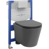 Mexen Rico falba alatti WC készlet Fenix XS-F kerettel, WC csészével és lassan záródó ülőkével, sötétszürke matt