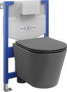 Mexen Rico set încastrat WC cadru Fenix XS-F cu vas WC și scaun cu închidere lentă, gri închis mat - 68030724071