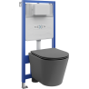 Mexen set WC încastrat cadru Fenix Slim cu vas WC Rico și capac cu închidere lentă, gri închis mat - 61030724071