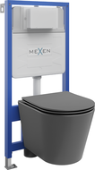 Mexen set WC încastrat cadru Fenix Slim cu vas WC Rico și capac cu închidere lentă, gri închis mat - 61030724071
