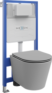 Mexen set încastrat WC cadru Fenix Slim cu vas WC Rico și capac cu închidere lentă, gri deschis mat - 61030724061