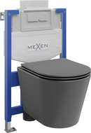 Mexen Rico set WC încastrat suport Fenix XS-U cu vas WC și capac cu închidere lentă, gri mat închis - 68530724071