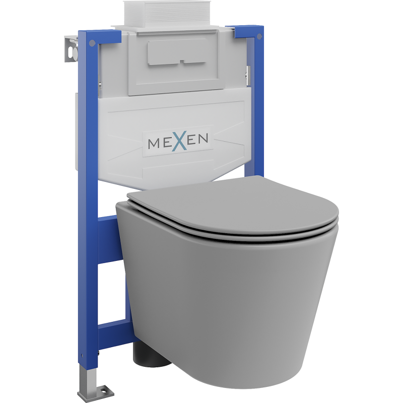 Mexen set WC încastrat cadru Fenix XS-U cu vas WC Rico și capac cu închidere lentă, gri deschis mat - 68530724061